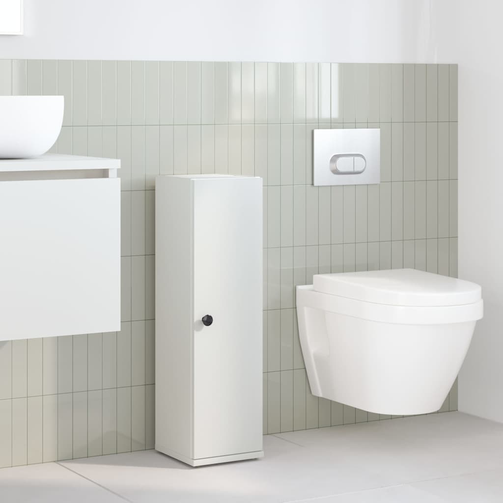 Bathroom Cabinet with Roll Holder White 20.5x22x72 cm