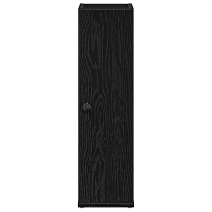 Bathroom Cabinet with Roll Holder Black 20.5x22x72 cm