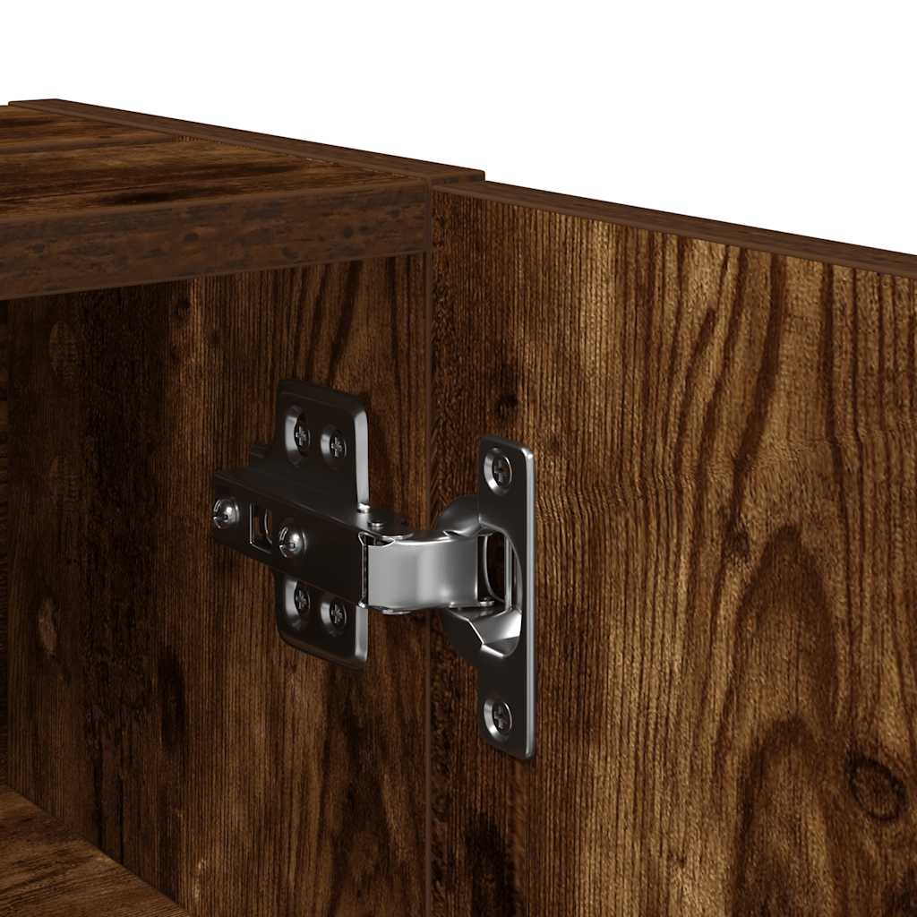 Bathroom Cabinet with Roll Holder Smoked Oak 20.5x22x72 cm