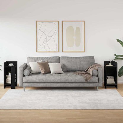Side Tables 2 pcs with Shelf Black 25.5x27x60 cm
