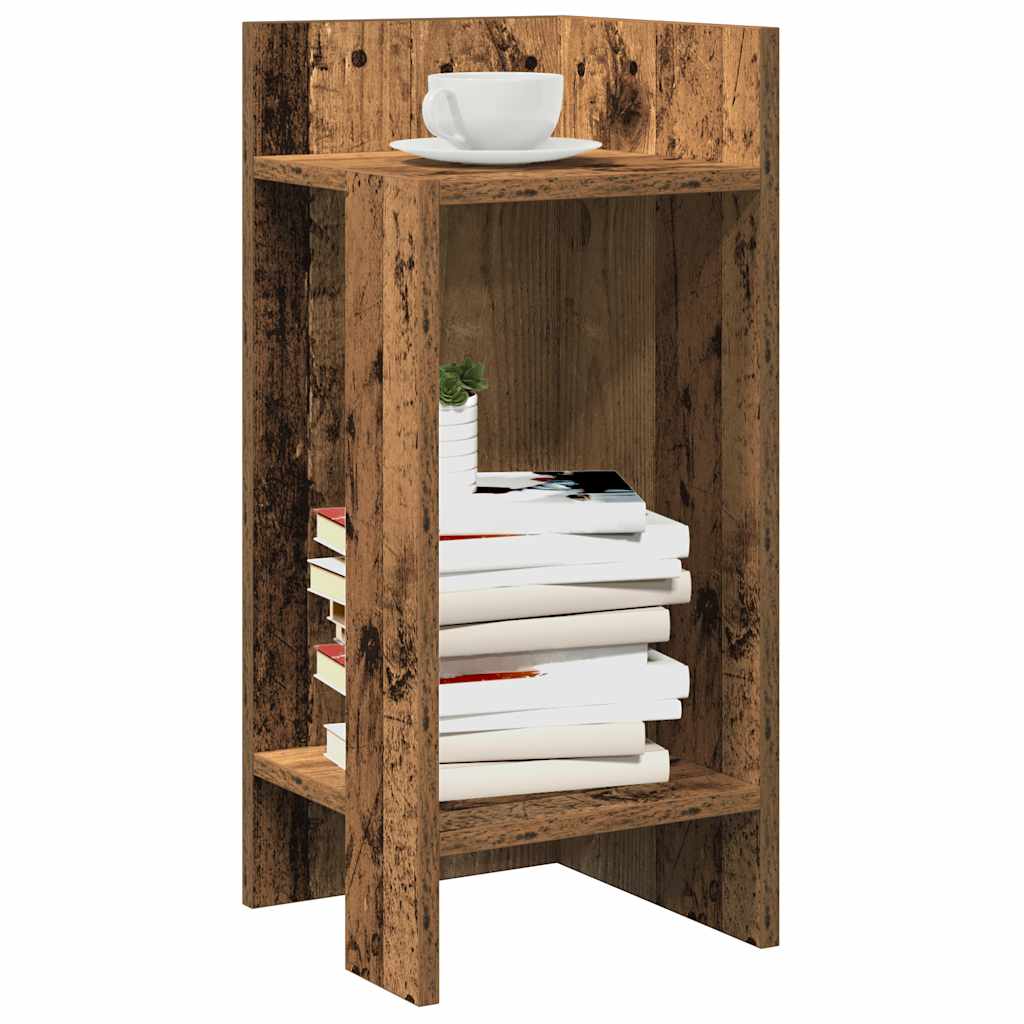Side Table with Shelf Old Wood 25.5x27x60 cm