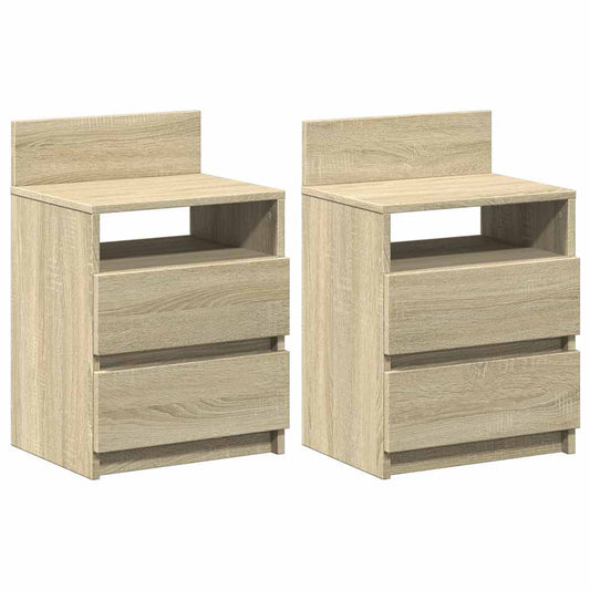 Bedside Cabinets 2 pcs with 2 Drawers Sonoma Oak 40x33x60 cm