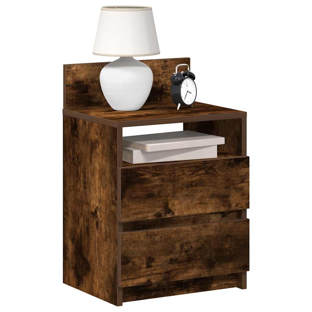 Bedside Cabinets 2 pcs with 2 Drawers Smoked Oak 40x33x60 cm