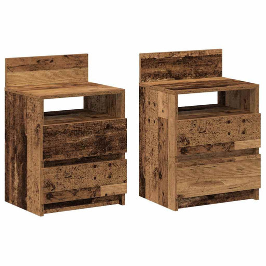 Bedside Cabinets 2 pcs with 2 Drawers Old Wood 40x33x60 cm