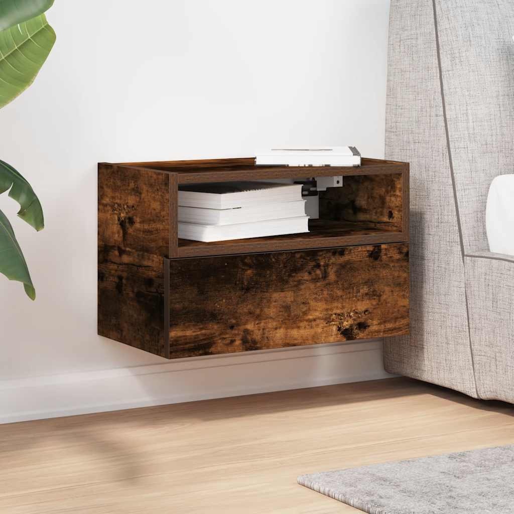 Wall-mounted Bedside Cabinet Smoked Oak 45x26x28.5 cm