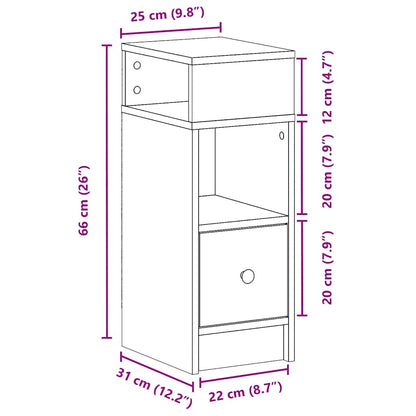 Bedside Cabinet with Drawer Black 25x31x66 cm