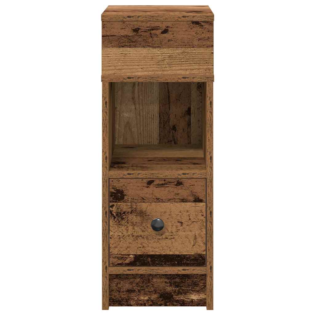 Bedside Cabinets 2 pcs with Drawer Old Wood 25x31x66 cm
