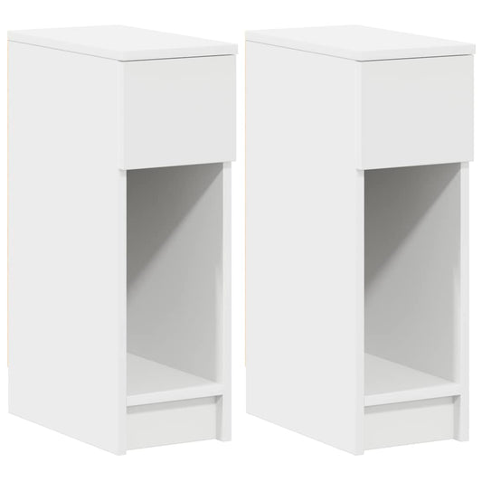 Bedside Cabinets with Drawer 2 pcs White 20x36x60 cm