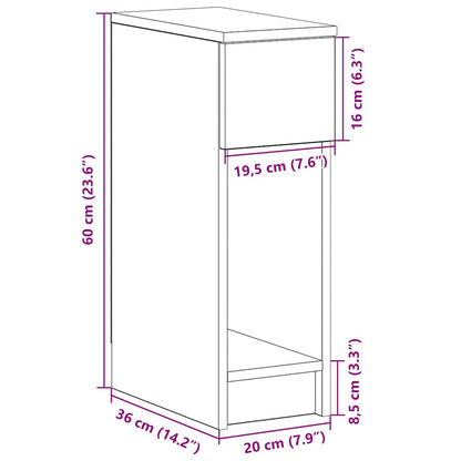 Bedside Cabinet with Drawer Old Wood 20x36x60 cm
