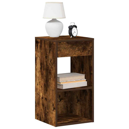 Bedside Cabinet with Drawer Smoked Oak 35x34x66.5 cm