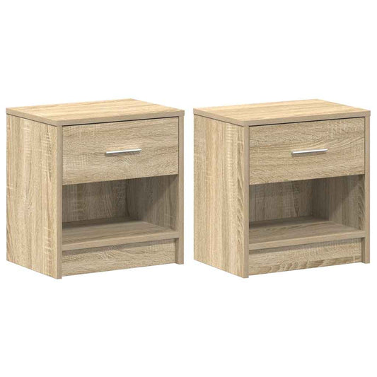 Bedside Cabinets 2 pcs with Drawer Sonoma Oak 39x28x41 cm