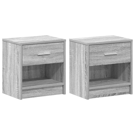 Bedside Cabinets 2 pcs with Drawer Grey Sonoma 39x28x41 cm