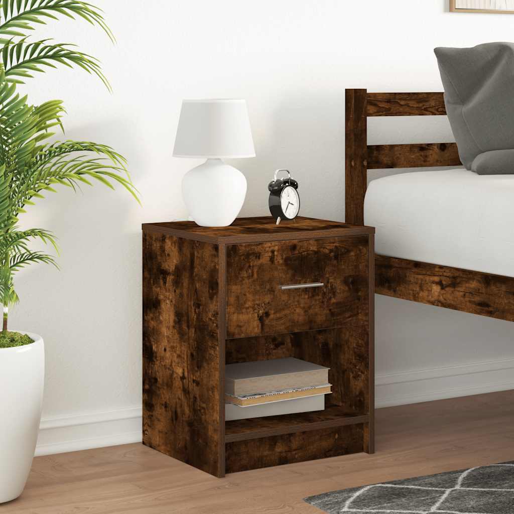 Bedside Cabinet with Drawer Smoked Oak 40x34x50 cm