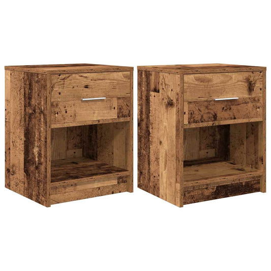 Bedside Cabinets 2 pcs with Drawer Old Wood 40x34x50 cm