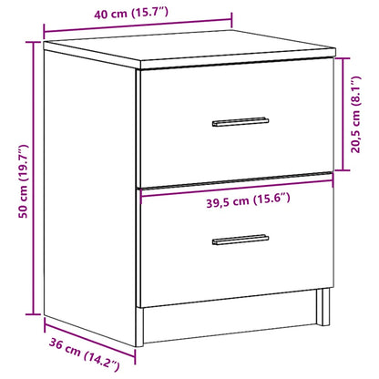 Bedside Cabinet with 2 Drawers Concrete Grey 40x36x50 cm