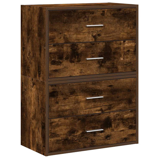 Cabinets with 4 Drawers 2 pcs Smoked Oak 60x31x40 cm Engineered Wood