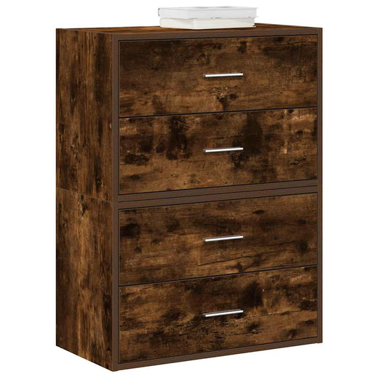 Cabinets with 4 Drawers 2 pcs Smoked Oak 60x31x40 cm Engineered Wood