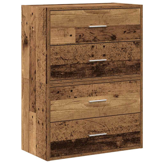 Cabinets with 4 Drawers 2 pcs Old Wood 60x31x40 cm Engineered Wood