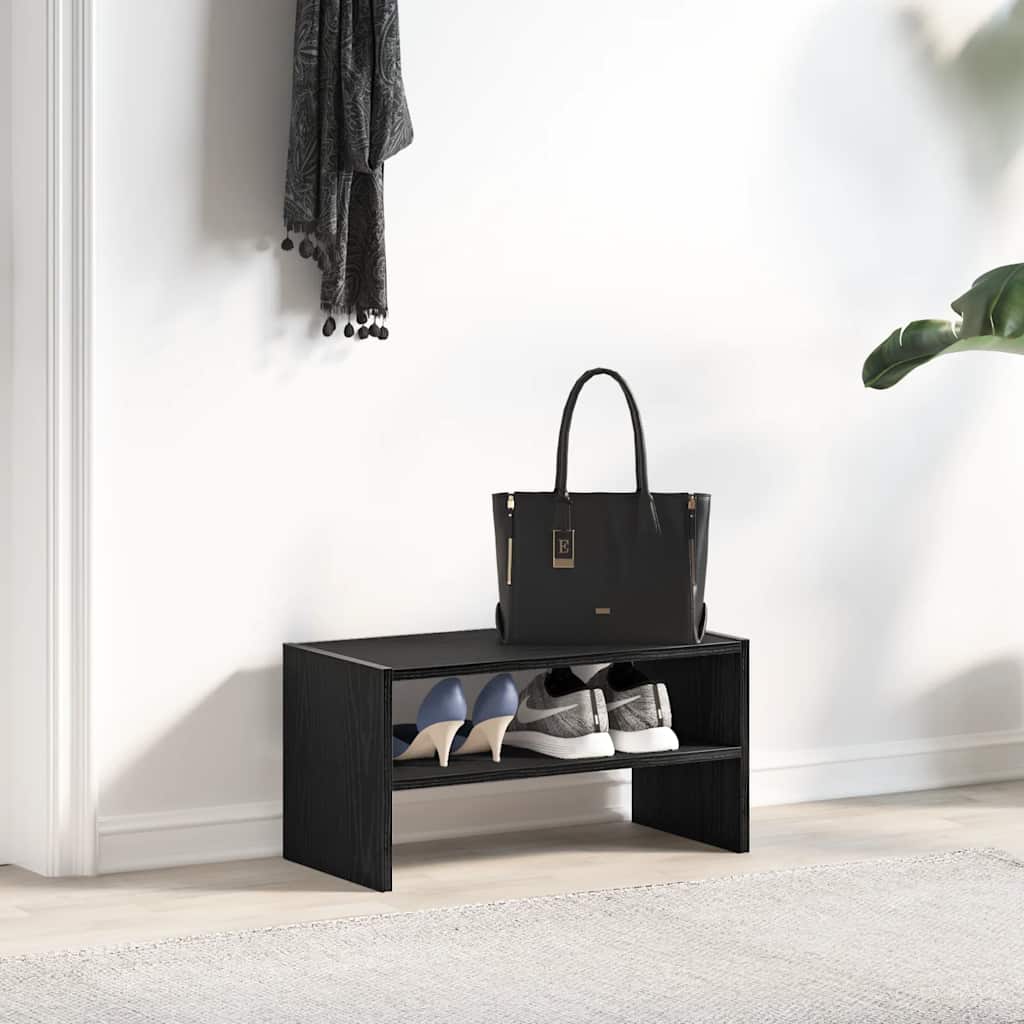 Shoe Rack Stackable Black Oak 60x30x30.5 cm