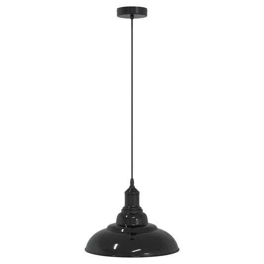 Pendant Lamp Height Adjustable E27 Gloss Black Ø 31 cm Metal