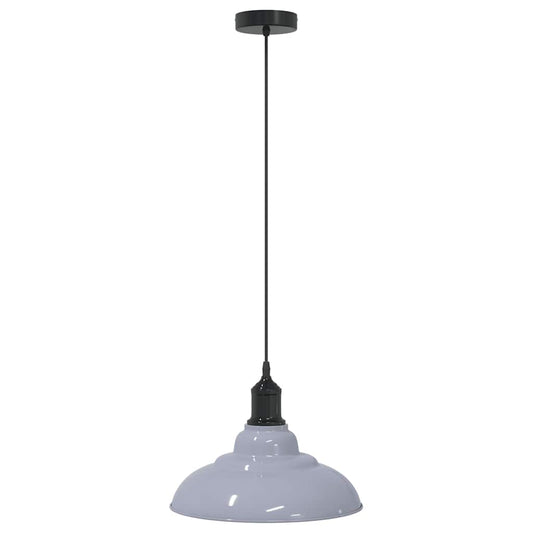 Pendant Lamp Height Adjustable E27 Gloss Grey Ø 31 cm Metal
