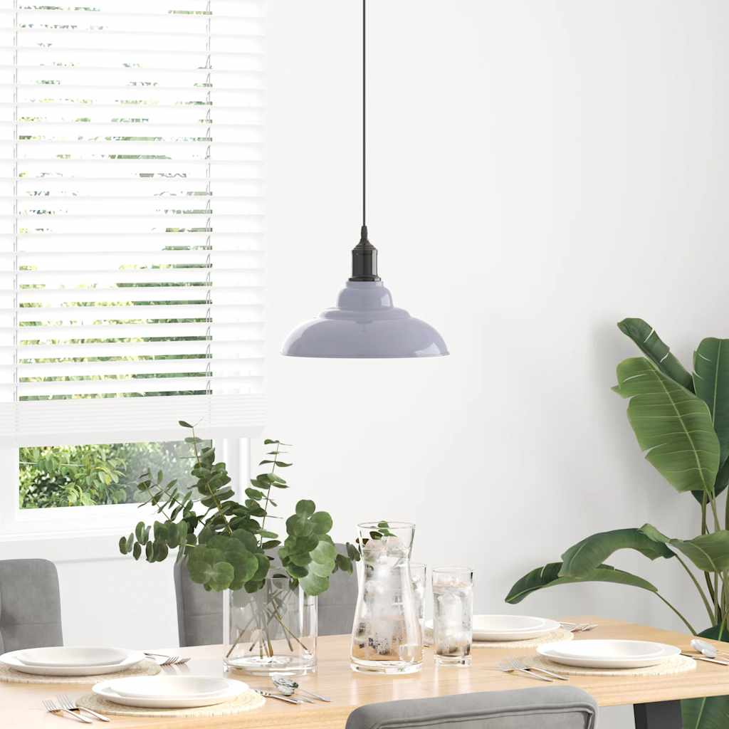 Pendant Lamp Height Adjustable E27 Gloss Grey Ø 31 cm Metal