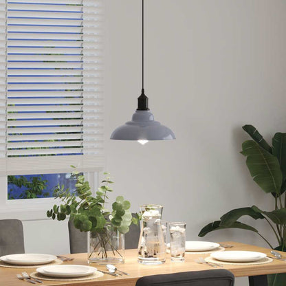 Pendant Lamp Height Adjustable E27 Gloss Grey Ø 31 cm Metal