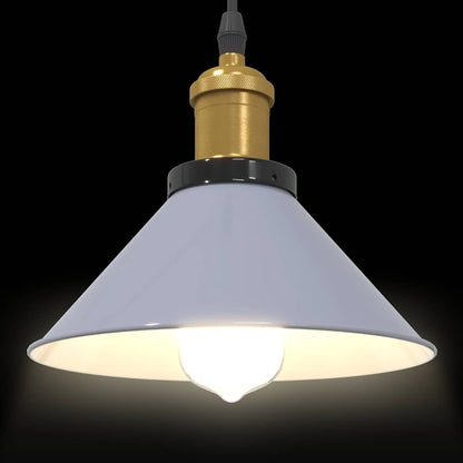 Pendant Lamp Height Adjustable E27 Gloss Grey Ø 22 cm Metal