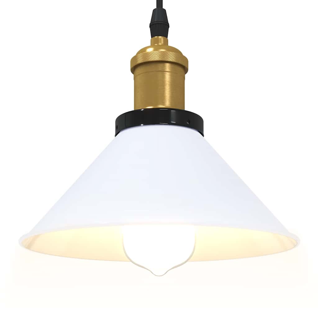 Pendant Lamp Height Adjustable E27 Gloss White Ø 22 cm Metal