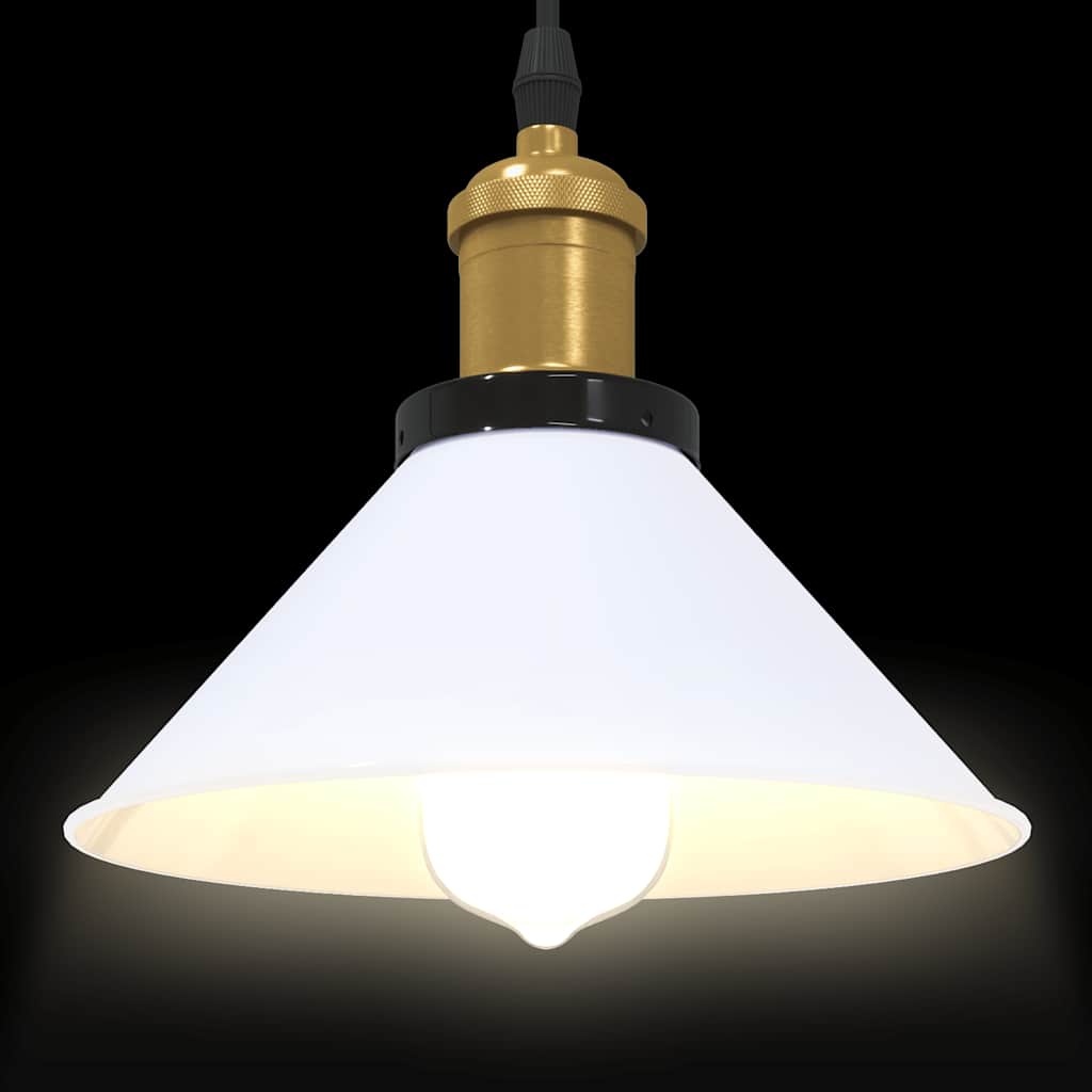 Pendant Lamp Height Adjustable E27 Gloss White Ø 22 cm Metal