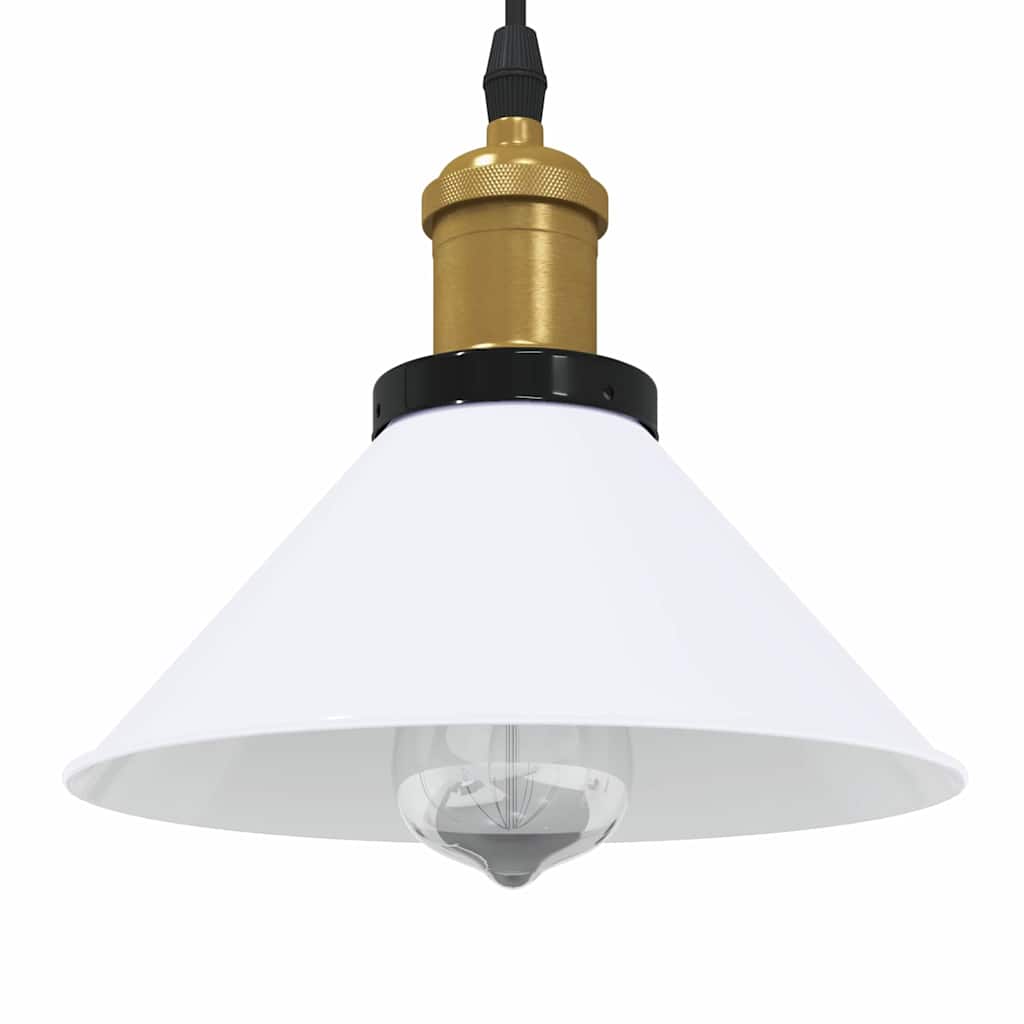 Pendant Lamp Height Adjustable E27 Gloss White Ø 22 cm Metal