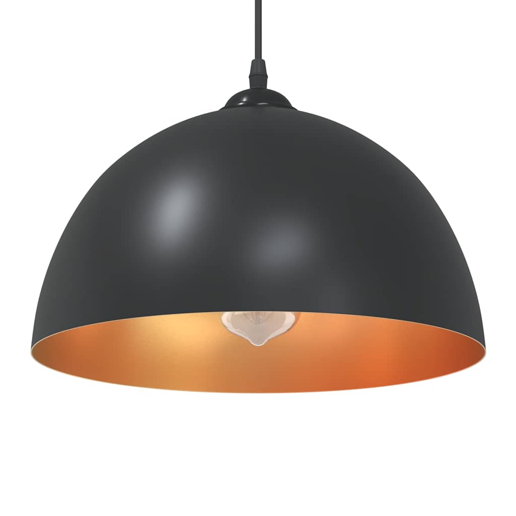 Pendant Lamps 2 pcs Height Adjustable E27 Black Ø 30 cm Metal
