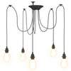 Pendant Lamp with 5 Lamp Holders E27 Black Metal