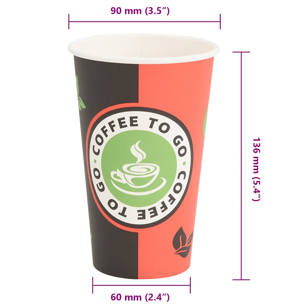 Paper Coffee Cups 1000 pcs 16oz 400ml Red and Black