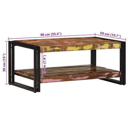 Coffee Table Multicolour 90x50x38 cm Solid Wood Reclaimed