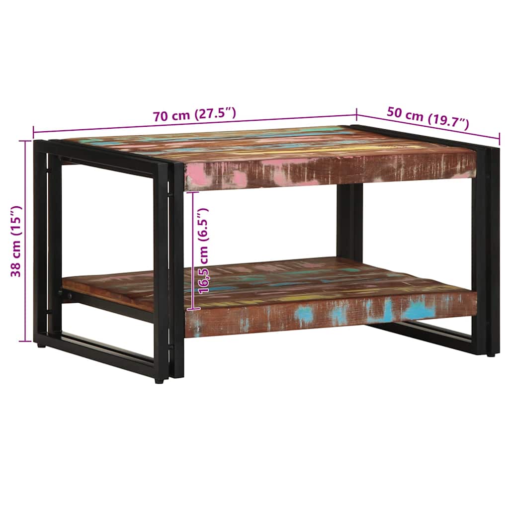 Coffee Table Multicolour 70x50x38 cm Solid Wood Reclaimed