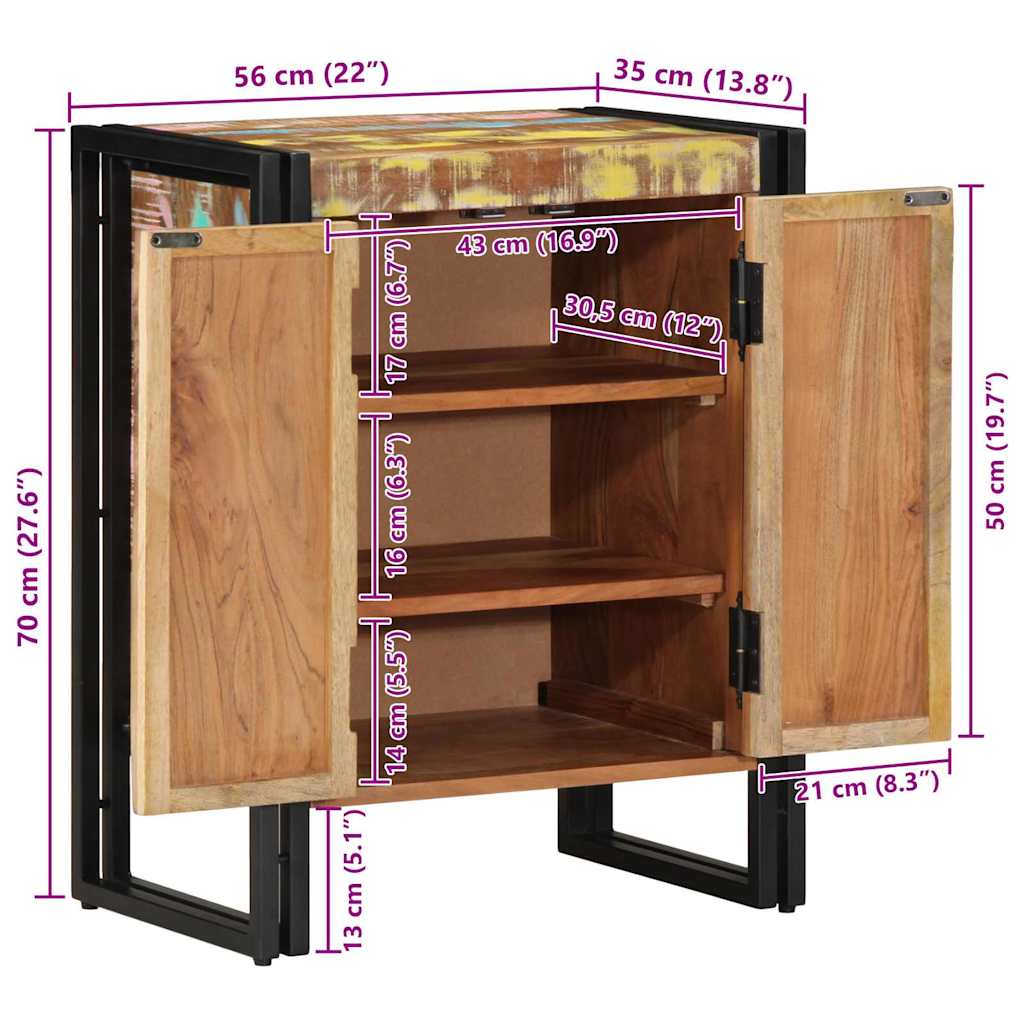 Shoe Cabinet Multicolour 56 x 35 x 70 cm Solid Reclaim wood