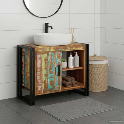 Sink cabinet Multicolour 71 x 33 x 58 cm Solid Reclaim Wood