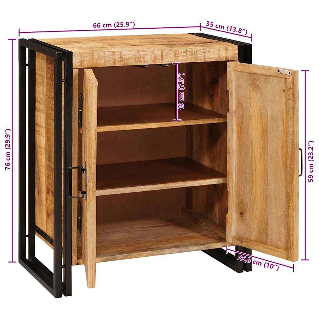 Bedside Cabinet Brown 66 x 35 x 76 cm Soild rough mango wood