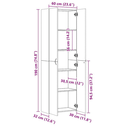Highboard Old Wood 60x32x190 cm Engineered Wood