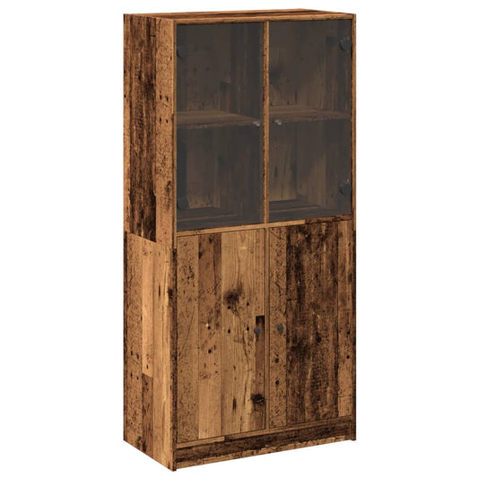 Highboard with Doors Old Wood 68x37x142 cm Engineered Wood