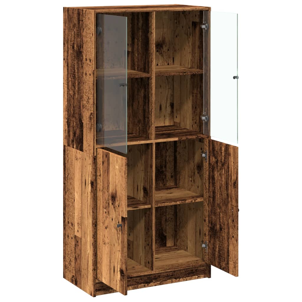 Highboard with Doors Old Wood 68x37x142 cm Engineered Wood