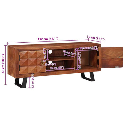 TV Cabinet Honey brown 112 x 30 x 48 cm Solid acacia wood
