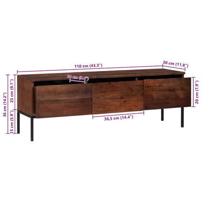 TV Cabinet Honey brown 110 x 30 x 36 cm Solid acacia wood