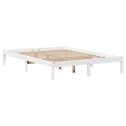Bookcase Bed without Mattress White 135x190 cm Double Solid Wood Pine