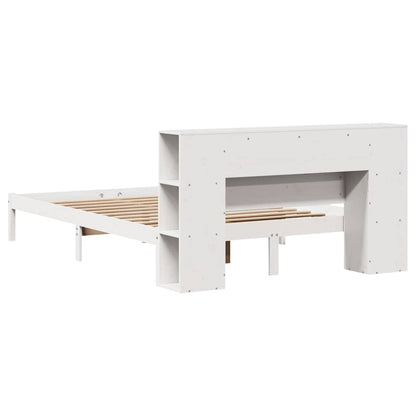 Bookcase Bed without Mattress White 135x190 cm Double Solid Wood Pine