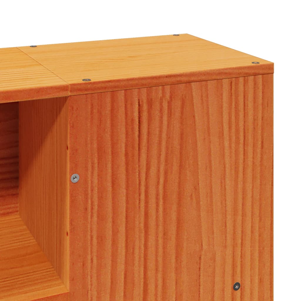Bookcase Bed without Mattress Wax Brown 150x200 cm King Solid Wood Pine