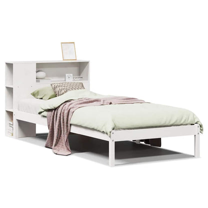 Bookcase Bed without Mattress White 75x190 cm Small Single Solid Wood Pine
