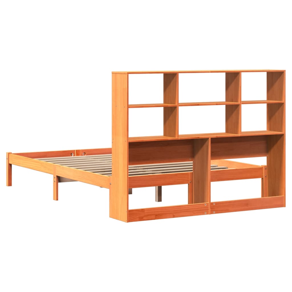 Bookcase Bed without Mattress Wax Brown 120x190 cm Small Double Solid Wood Pine
