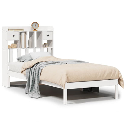 Bookcase Bed without Mattress White 90x190 cm Single Solid Wood Pine